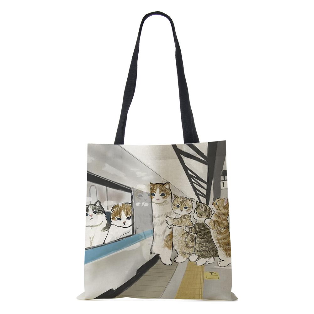 Сумка на плечо с рисунком собаки, винтажная женская многоразовая холщовая сумка-тоут в стиле Харадзюку, Повседневная складная сумка для покупок, 2022 г.