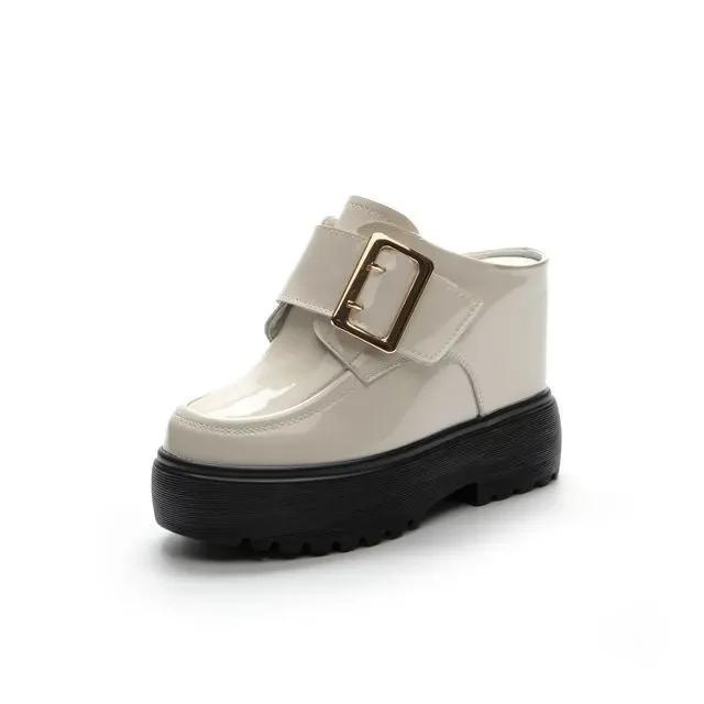 Fashion 11cm Genuine Leather Fashion Walking Height Increasing Loafers Ladies Casual Platform Wedge Women Slip On Student Shoes Slippers