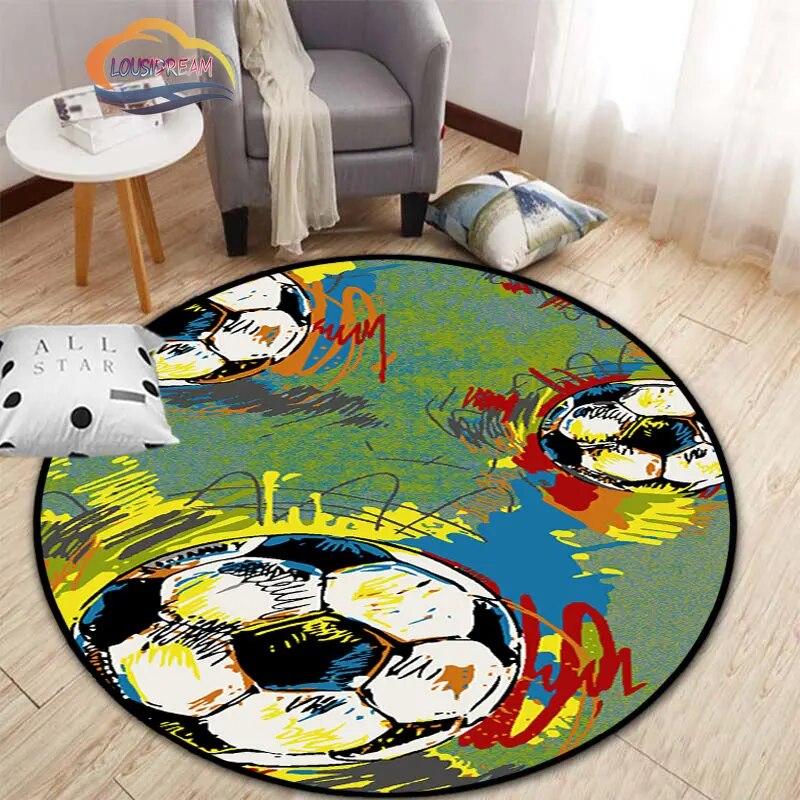Ковер с изображением футбола, украшение для гостиной, круглая кровать, стул, коврик для дома, входная дверь, дети