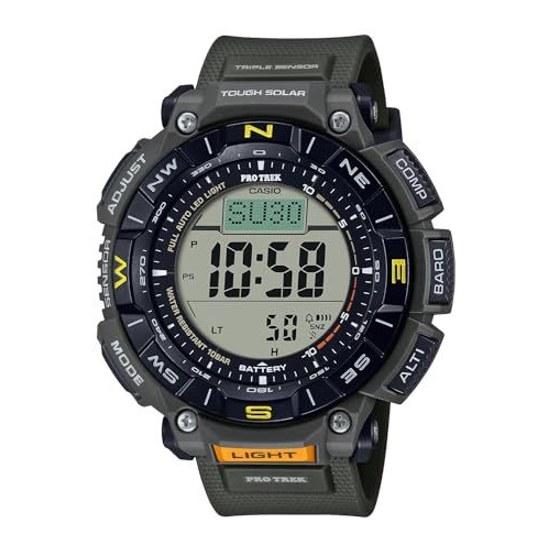Наручные часы Casio Pro Trek, оригинальный японский продукт, линейка для альпинистов, с питанием от солнечной энергии, корпус из биомассы, PRG-340-3JF, мужские, цвет хаки