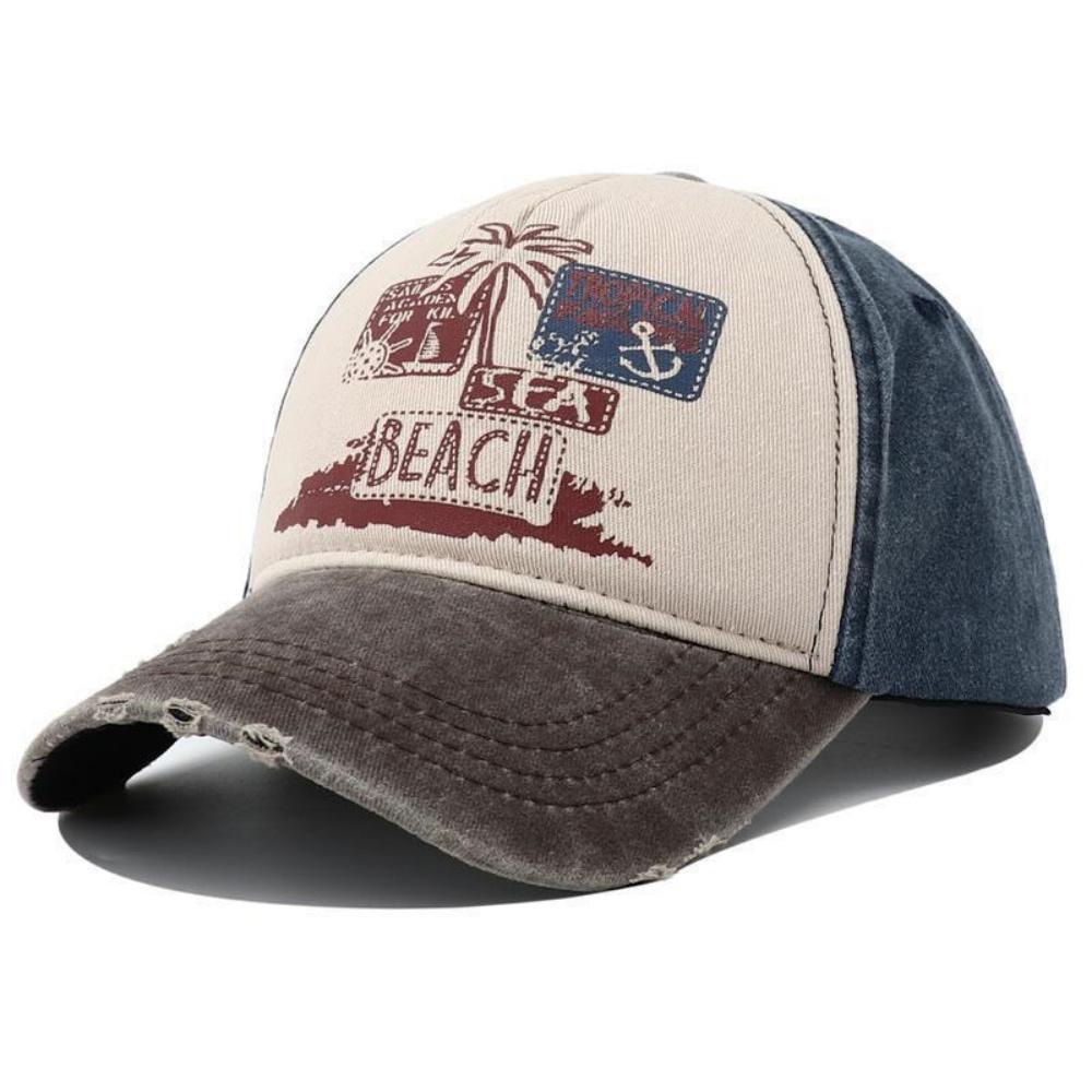 Ретро Бейсболка Snapback с вышивкой BEACH для Мужчин Женщин Винтажная Стиранная Бейсболка Весна Лето Регулируемая Кепка Защита от Солнца