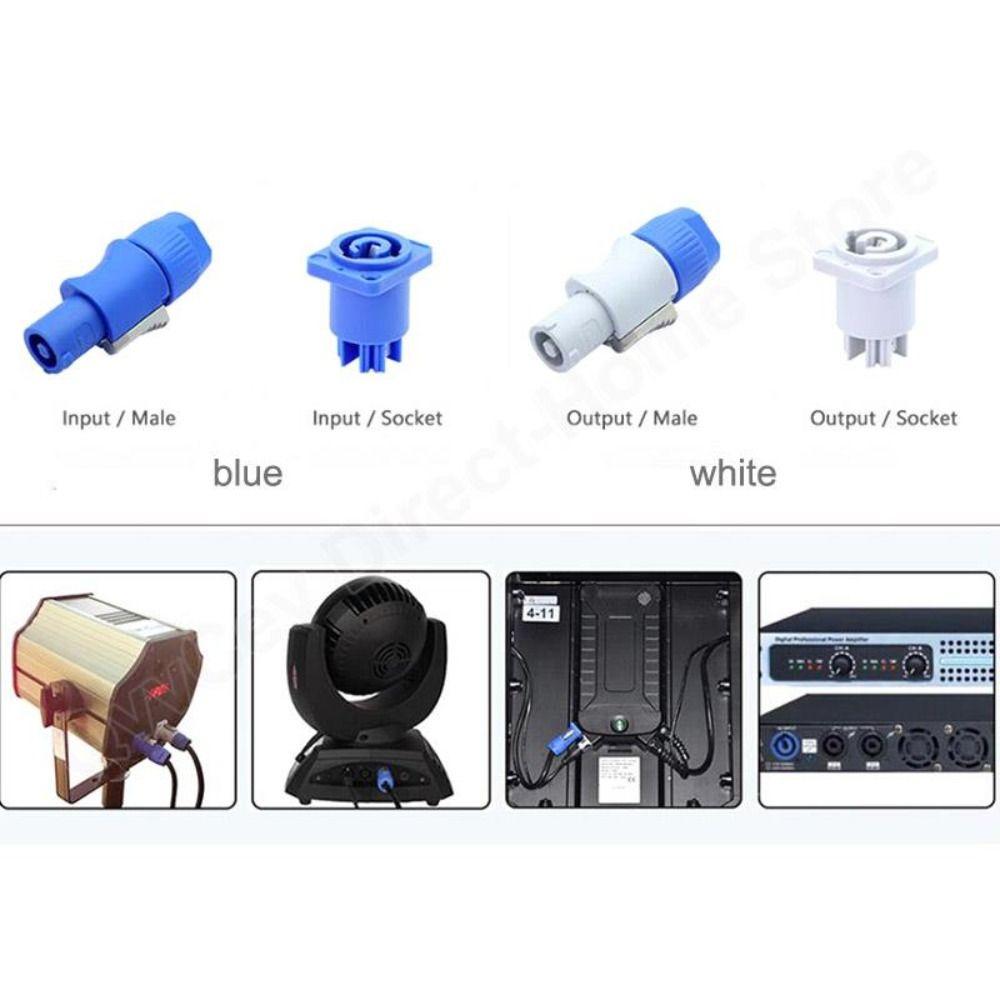 10 Pc/bag Durable Powercon Connector Male Plug Blue/White 3 Pin Speaker Plug  Beam Lamp