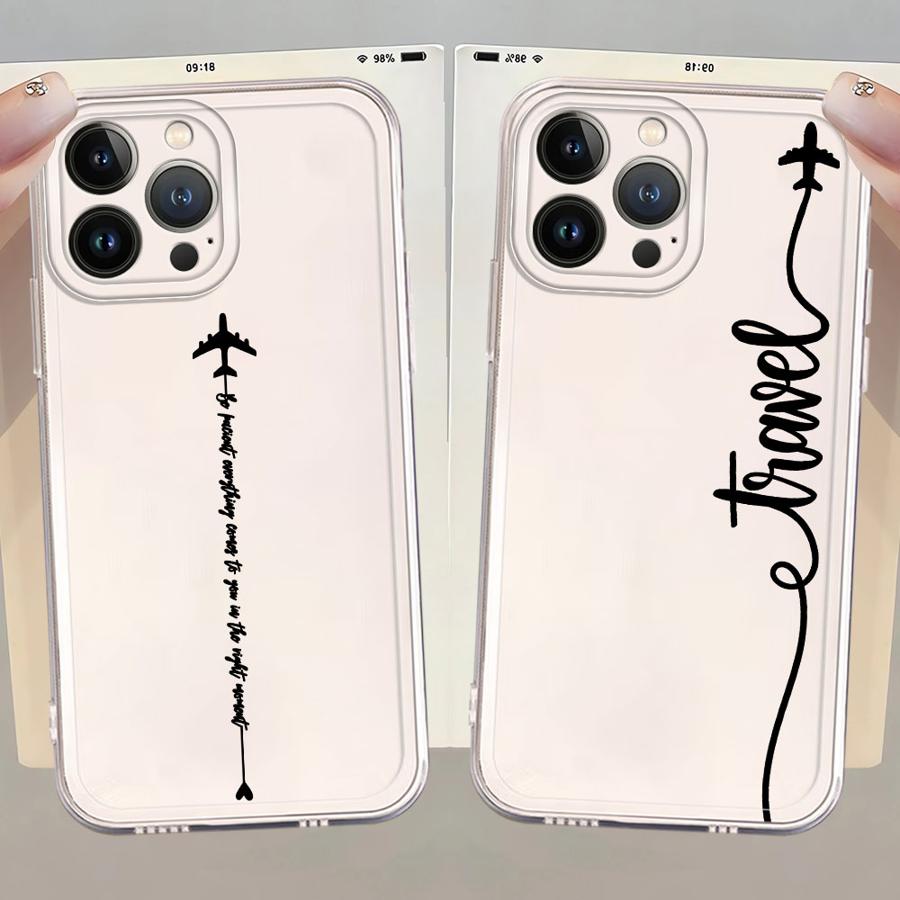 Линии Самолета с Сердечком Чехол для iPhone 17 Pro Max Air 7 8 16 12 Mini XS Max 15 11 13 Pro XR 14 Plus Мягкий Чехол для Телефона