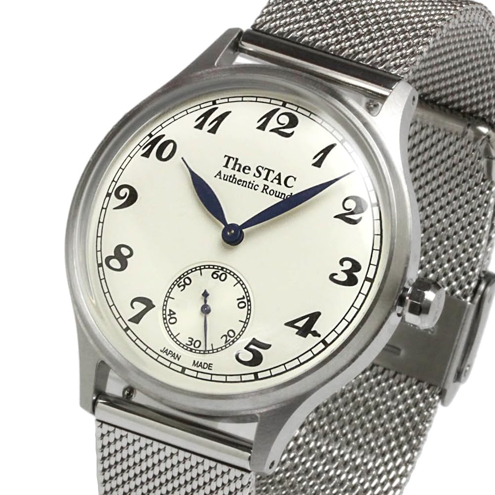 Часы STAC Made in Japan Domestic Watch 36 мм, классические, ретро, унисекс, белый, с сетчатым ремешком из нержавеющей стали [The Stack] для мужчин и женщин ST-AR002