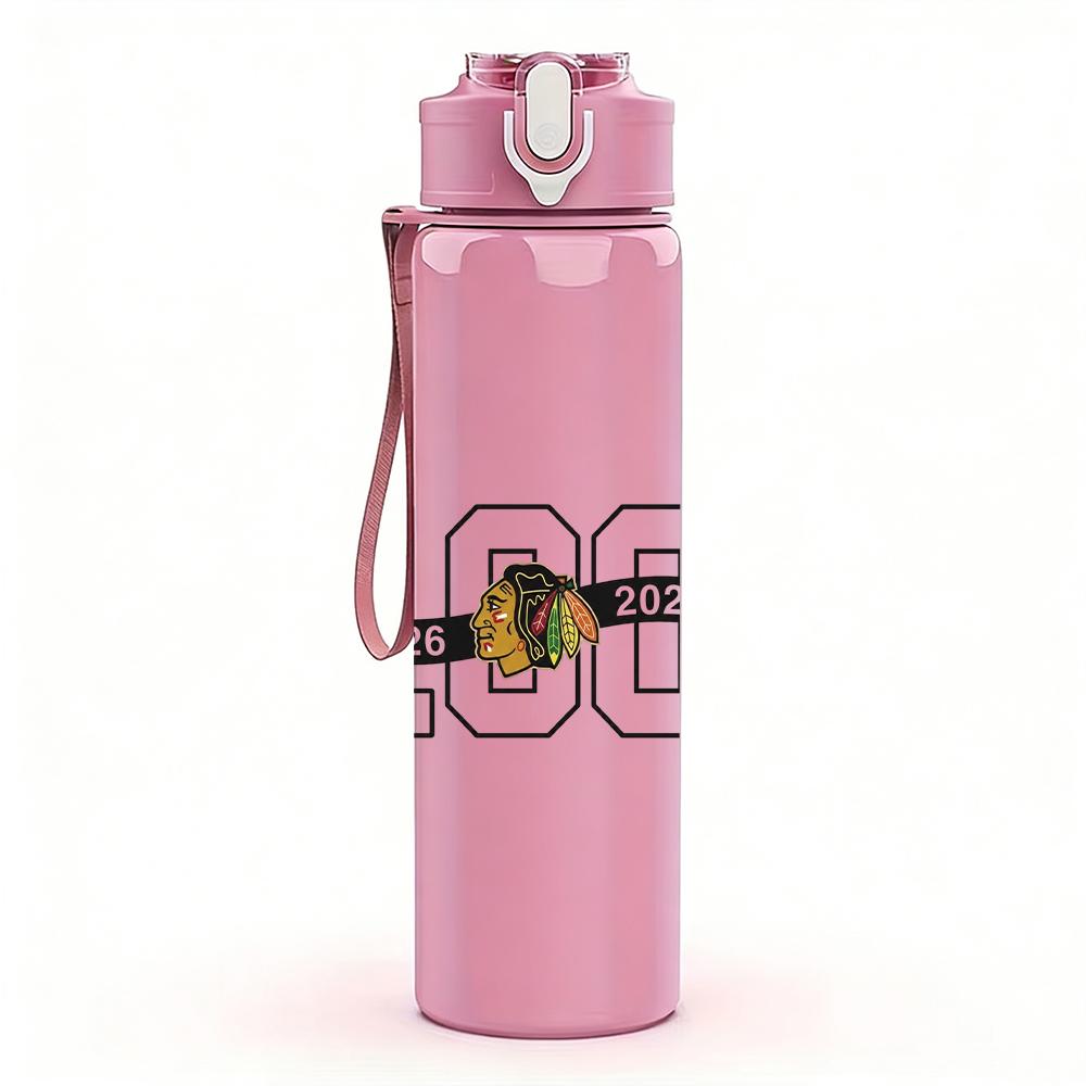 PC Number One Hundred Bold Text Print 750ml colorful plastic sports water bottle leakproof pop up lid with straw for outdoor work home use