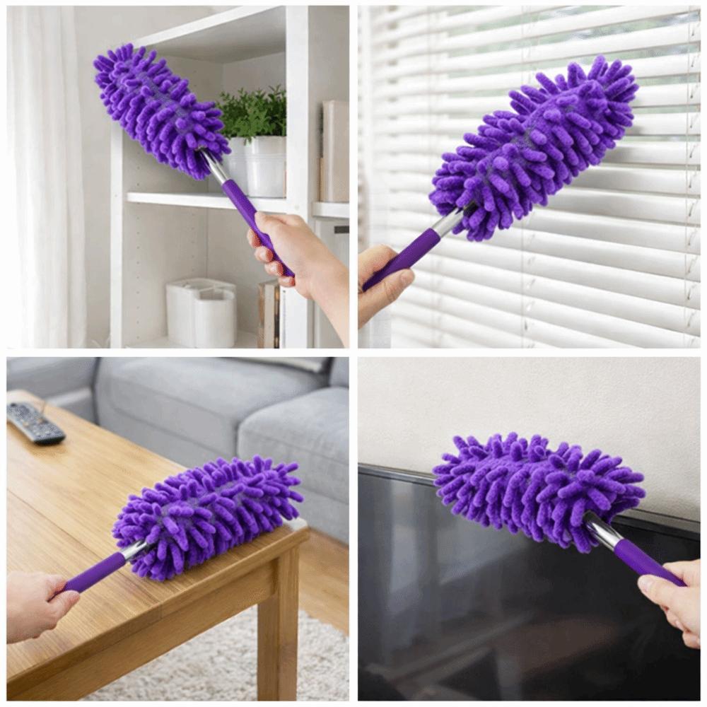 2 Pieces Detachable Microfiber Duster Replaceable Head Telescopic Dust Brush  Car Interior