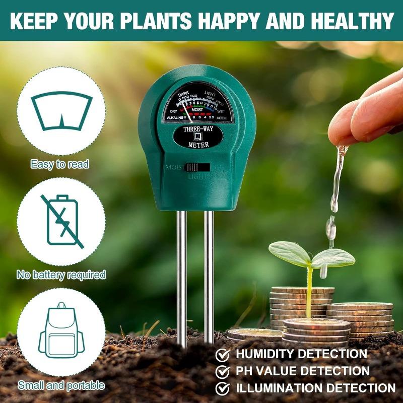 3 in 1 Soil PH Tester 4 in 1 PH Light Moisture Acidity Tester Soil Tester Moisture Meter Plant Soil Tester Kit for Flowers