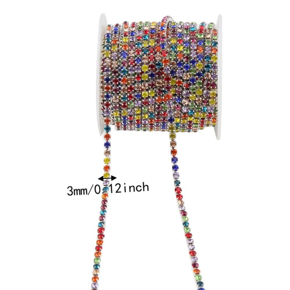1pcs 3mm Rhinestone Trim 10 Yards Crystal Rhinestone Trim Glittering Rhinestone Chain For DIY Craft