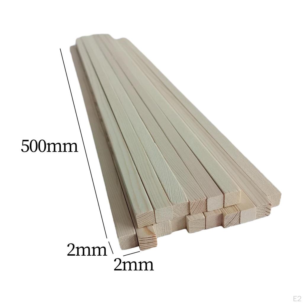 100 Pieces Unfinished Square Sticks Long Dowel Strips Wood Paint for Crafts