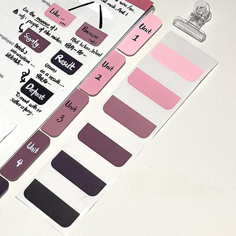1 Set Morandi Index Stickers Stationery Daily Planner Label Memo Stickers DIY Color Fluorescent Sticker Bookmark Classify Marks