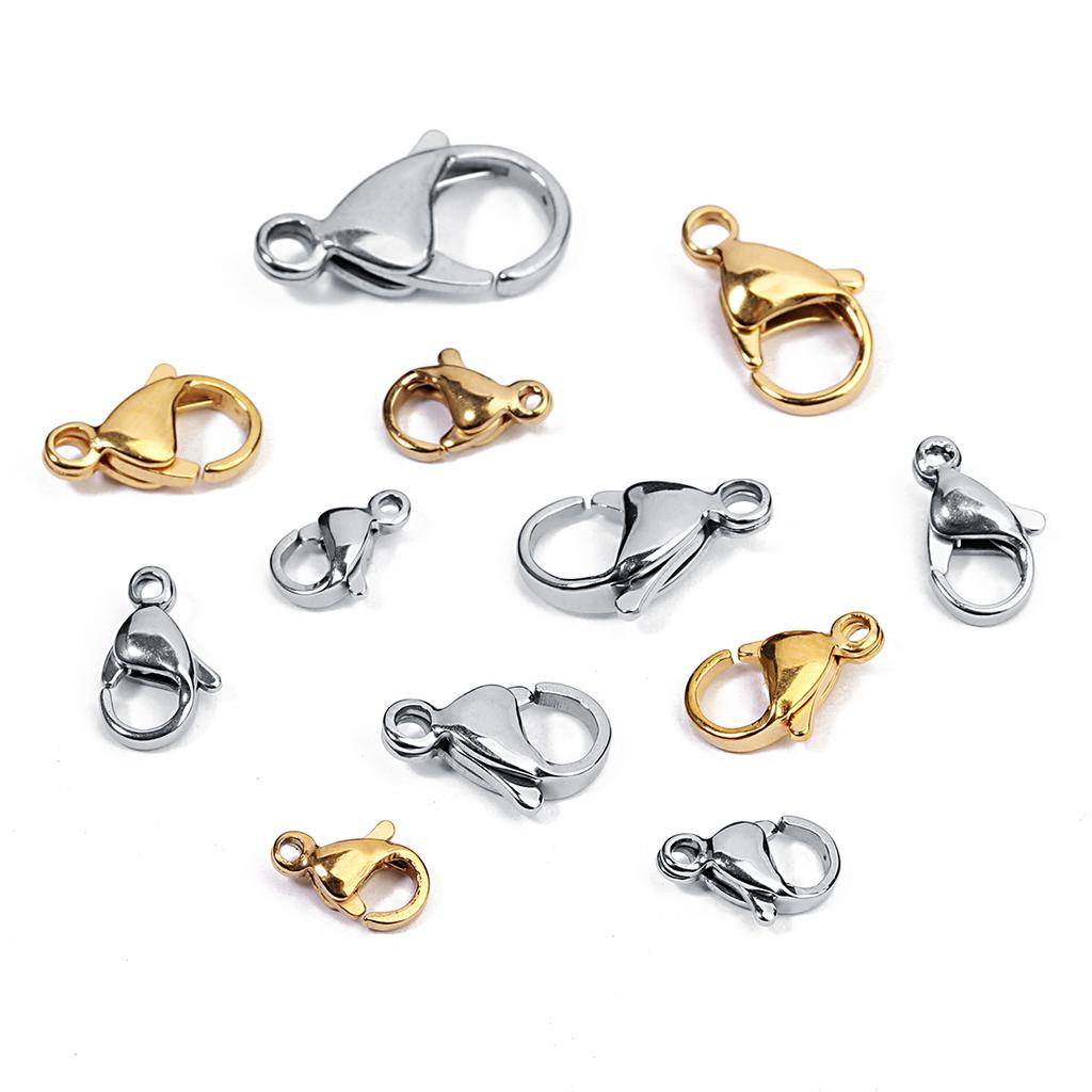 25pcs/lot Stainless Steel Lobster Clasps For Diy Chain Necklace Bracelet Jewelry Making Findings Supplies Connector Accessories