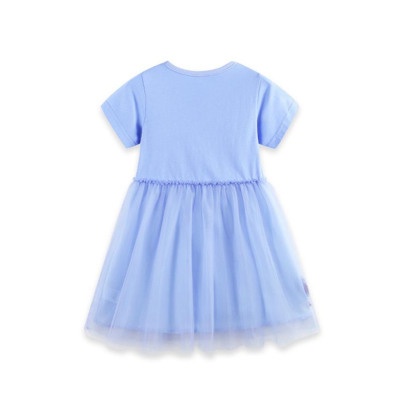 Девочковое платье-туника с коротким рукавом из фатина, вязаное хлопковое, с круглым вырезом для самых маленьких