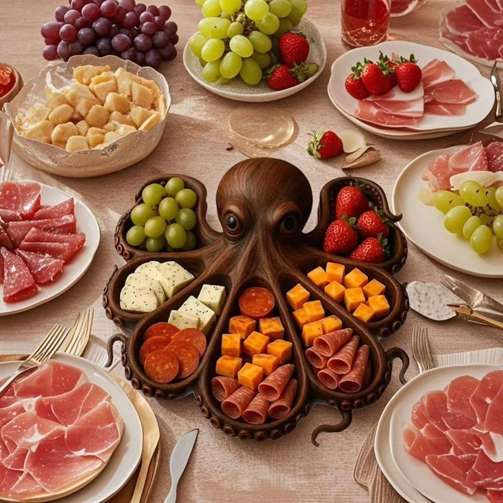 Wooden Octopus Food Platter Unique Octopus Charcuterie Boards Octopus Serving Tray  Party Food