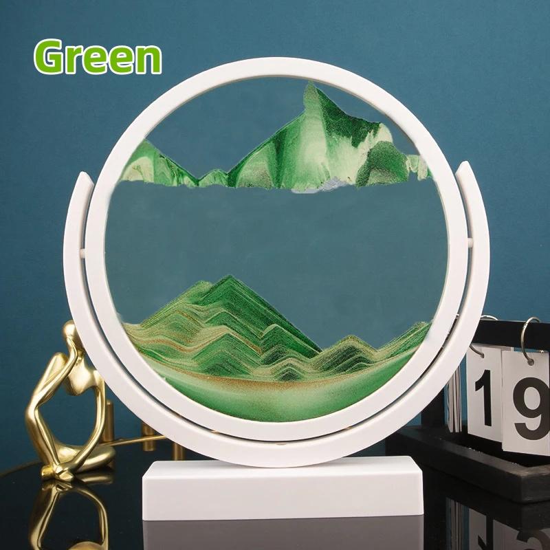 3D движущаяся картина из песка Песочные часы Белая рамка вращающееся круглое стекло Глубокий морской песчаный пейзаж Зыбучие пески Песочные часы для дома Декор Подарки