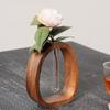 Hydroponic Plants Test Tube Vase with Wooden Stand Clear Flower Vase Table Centerpiece Plants Propagation Vase Home Office Desktop Decoration