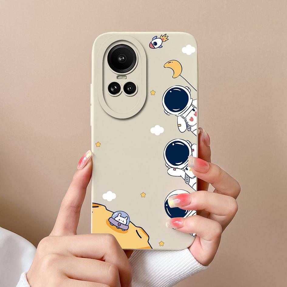 Для Oppo Reno 2 3 4 5 6 7 8 10 Pro 5G Reno 7 8 Lite Чехол Астронавт Мужская женская сумка для телефона Мягкий силиконовый чехол Квадратный матовый противоударный бампер для Oppo Reno