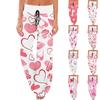 Women's Comfy Pajama Pants Pocket Valentine's Day Print Drawstring Wide Leg Pants