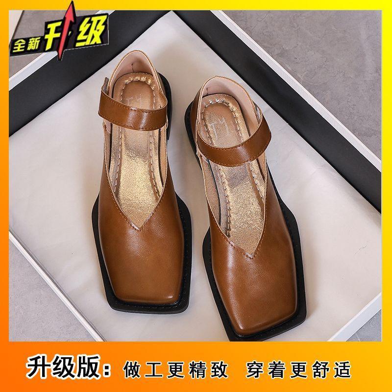 Универсальные ретро сандалии-баотоу на низком каблуке для женщин, весна-лето 2025, новая женская обувь из маленькой кожи