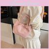 Pleated Design Pu Shoulder Bag Women Minimalist Solid Color Magnetic Closure