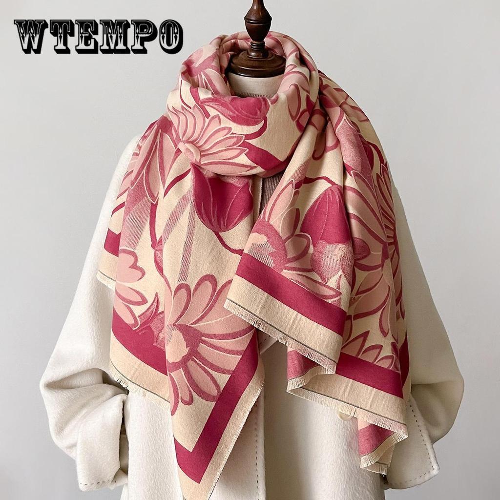New Printed Double-sided Imitation Cashmere Scarf Women's Winter Scarf Girl Shawl