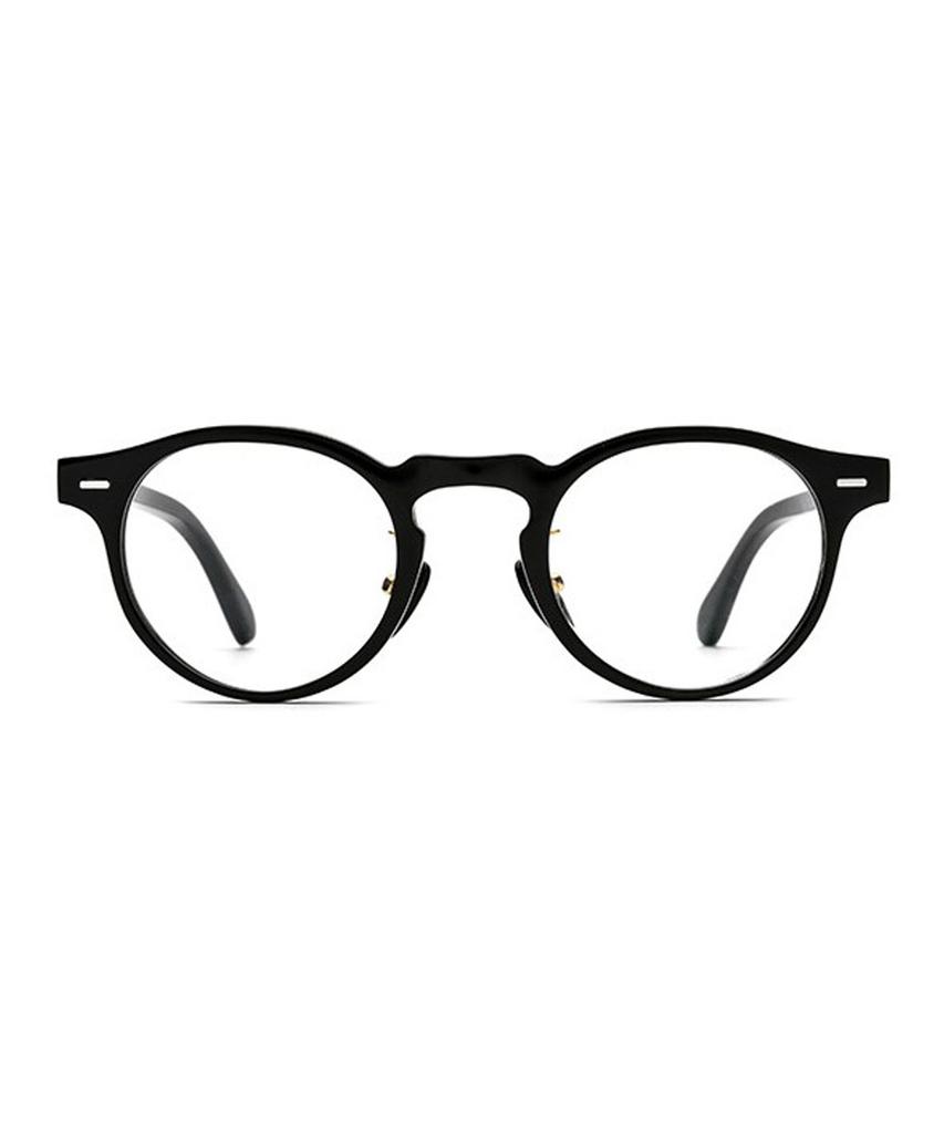 Lingkeonpeuleim Buffalo Horn Round Acetate Eyeglass Frames Black
