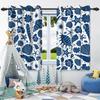 2 Pcs Sea Plants Shells Starfish Blackout Curtains Thermal Insulated Grommet Window Drapes Children Bedroom Living Room Decor