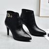 Fashion Woman Short Shoes Soft Stiletto Heel Plaid Ankle Boots for Women Solid Color Large Size Warm Autumn Pu Fashion 2025 Booties Sale