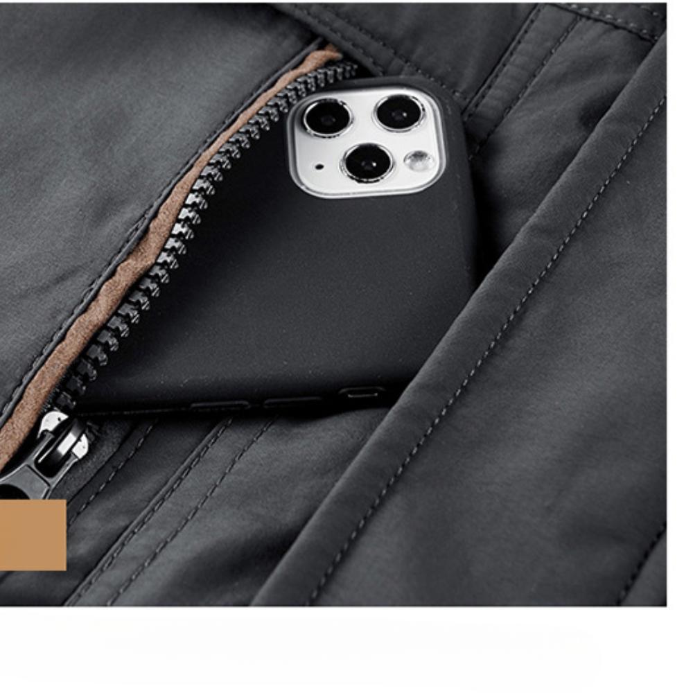 Men's Winter Hooded Jacket Thick Fleece Lined Parka Coat with Multiple Pockets