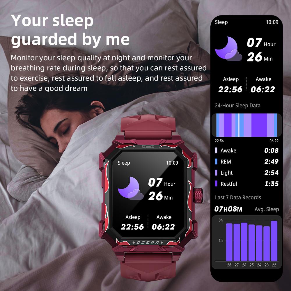 LOKMAT Спортивные умные часы, новые флагманские водонепроницаемые фитнес-трекеры, умные часы с BT-звонками, монитор сердечного ритма, кислорода в крови
