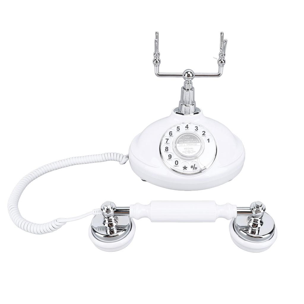 Vintage Style Rotary Phone Ringer On Off Dialing Redialing Landline Telephone Corded Desk Phone for