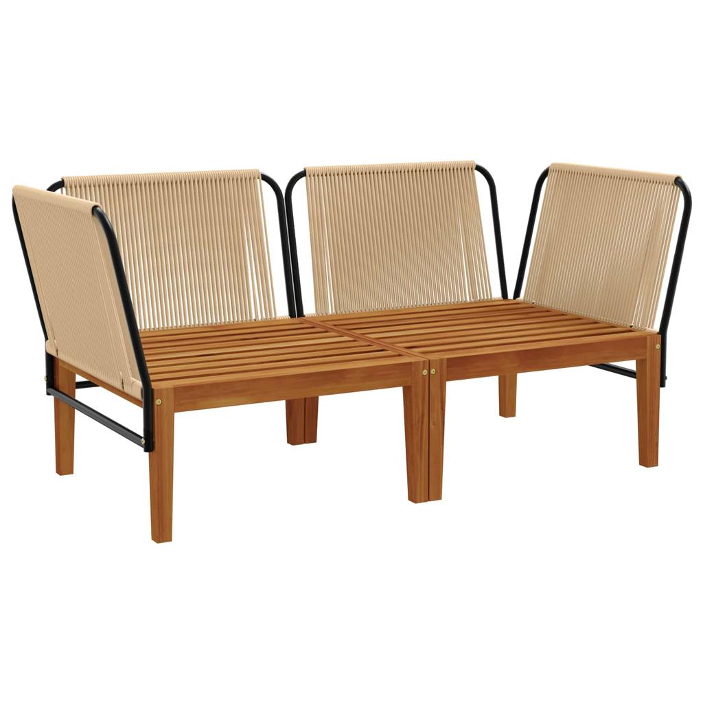 2 pcs. Solid Acacia Wood & Rope Natural