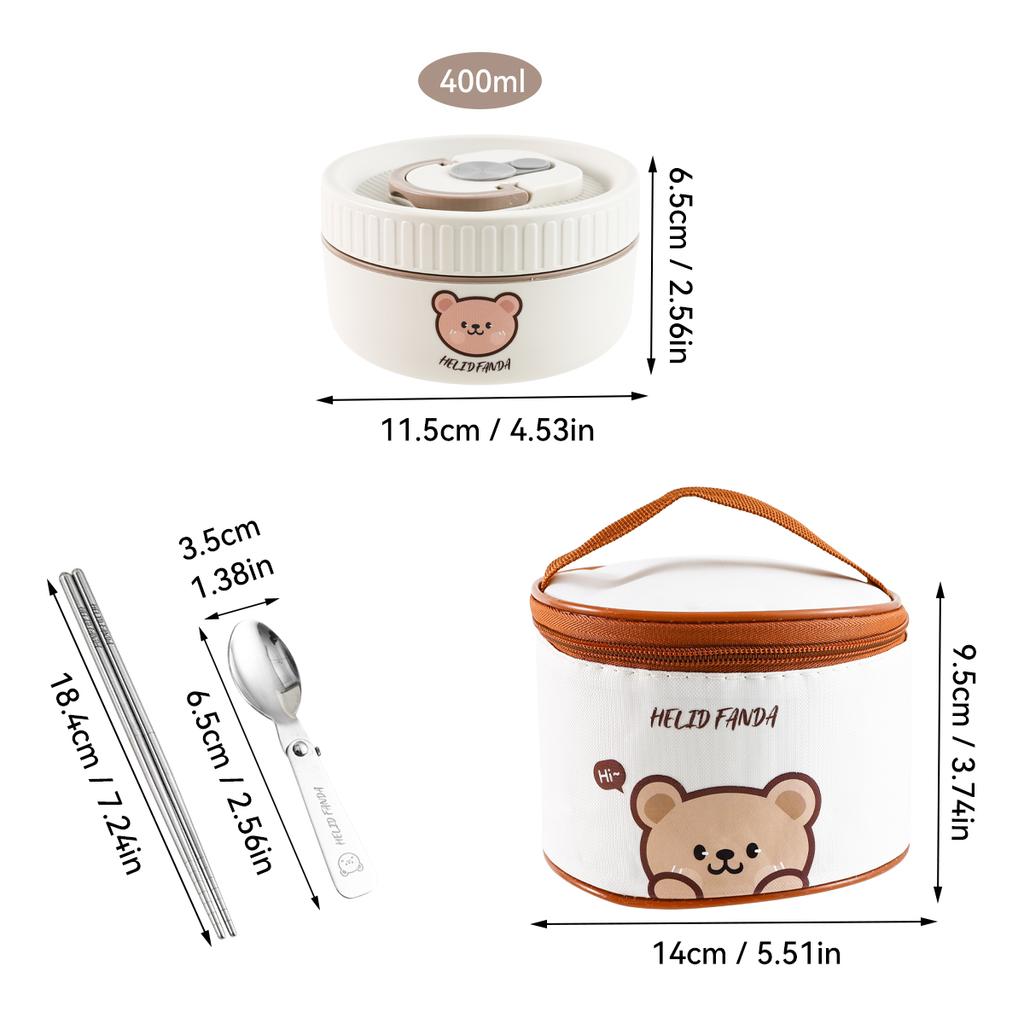 Милый ланч-бокс из нержавеющей стали 304 с термоизоляцией и ручкой, можно использовать в микроволновой печи, портативный, герметичный, для детей