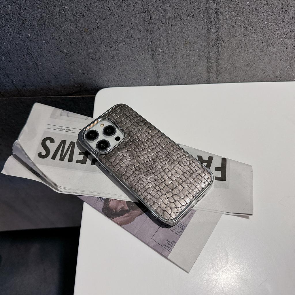 Крокодиловый узор для чехла мобильного телефона IPhone 17 с ощущением премиум-класса для IPhone 14pro Гальванизированный чехол Кожаный узор Противоударный защитный чехол