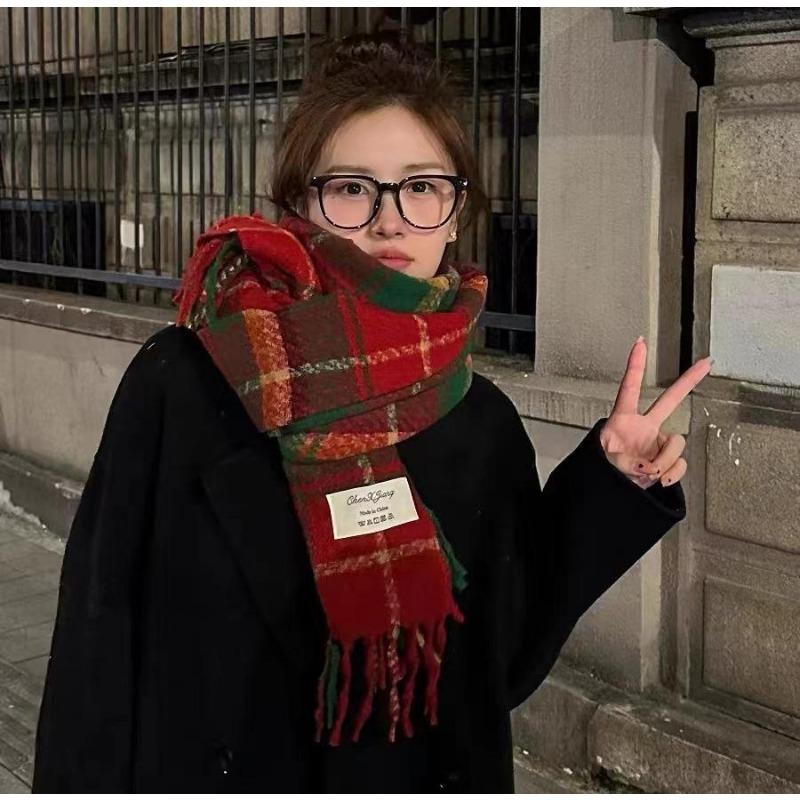 Plaid Collection~ Korean Plaid Fringed Ins Scarf Female Autumn And Winter Students Warm Atmosphere Scarf