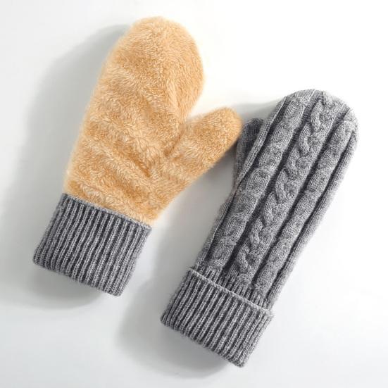 Thermal Knit Gloves for Winter Double-Layer Fleece Lined Windproof Mittens