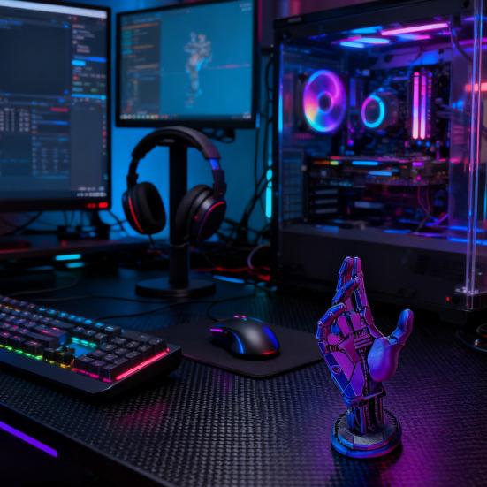 Статуя роботизированной руки, напечатанная на 3D-принтере, подставка для игрового контроллера, статуя механической руки, держатель для геймпада/джойстика, подставка, украшение