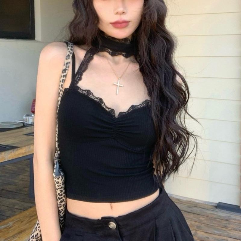 Женский летний топ с открытыми плечами, сексуальный жилет-майка, сексуальный шелковый кружевной топ, облегающий короткий топ Pure Desire