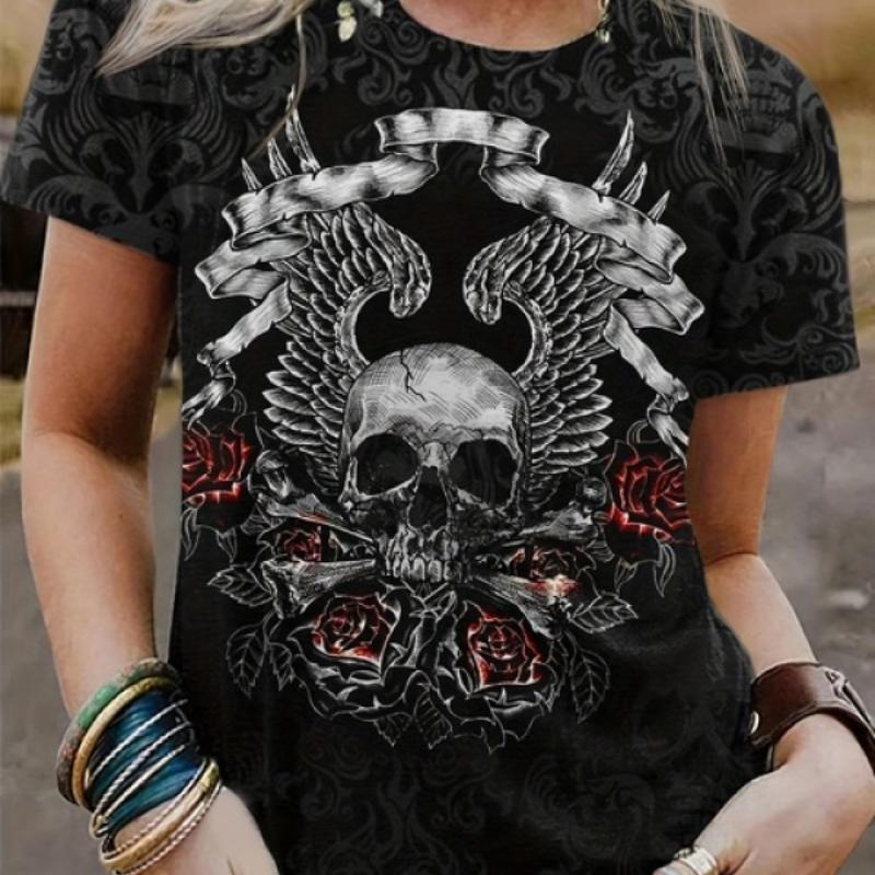 Women's T Shirts Fashion Short Sleeve Top For Women 3d Safflower Pattern T-shirt Y2k Women Blouse Oversized Tees Female Clothing