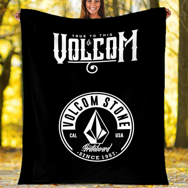 V-VOLCOM LOGO3 printed throw blanket—lightweight,soft,warm;versatile blanket for all seasons—perfect as &air-conditioning throw,nap blanket