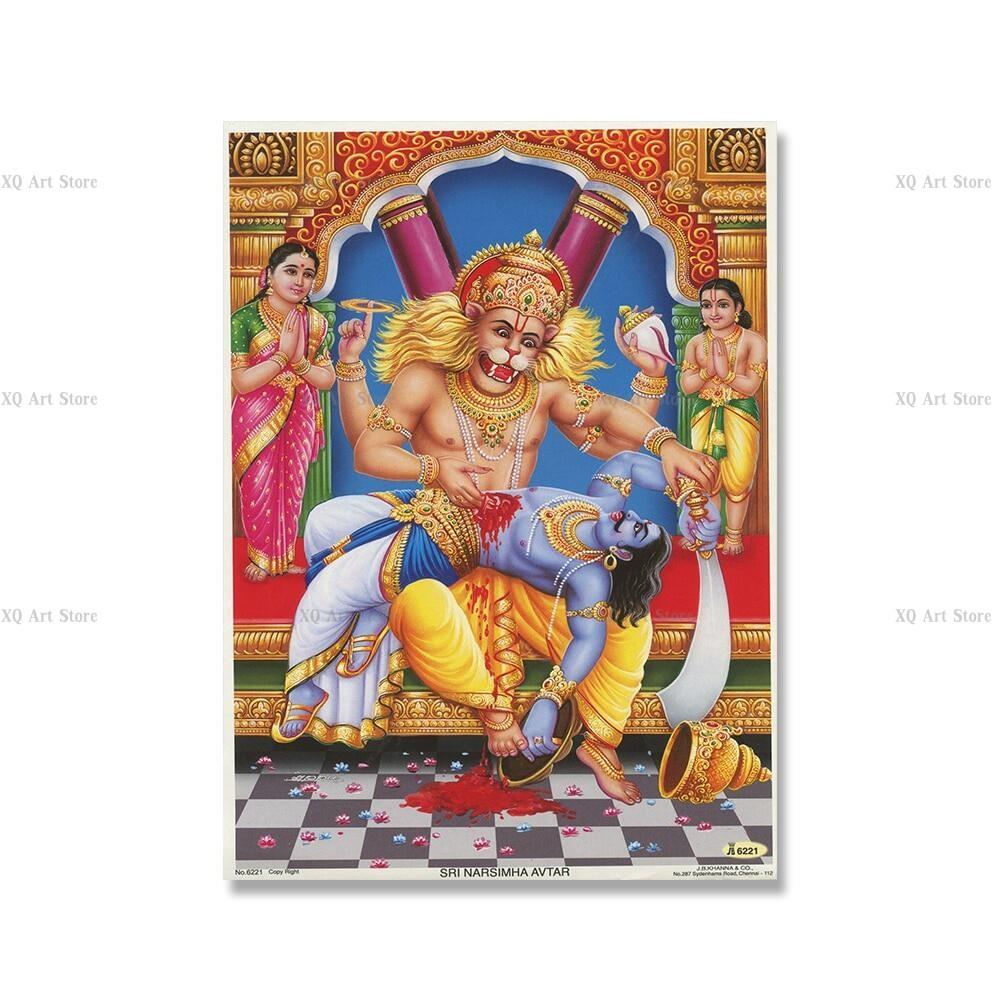 Винтажный постер в индуизме Дурга Шива Вишну, холст, картина, настенная картина, художественные принты с индуистской преданностью для дома, гостиной, без рамы