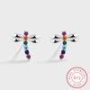 Creative Dragonfly Shape S925 Silver Earring for Women's High-quality Colorful Zircon Earrings Jewelry Anniversary Gift Sterling Silver Jewelry