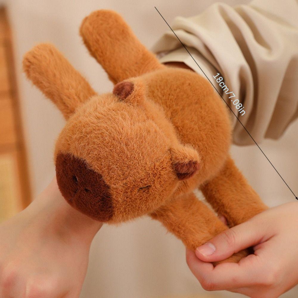 Creative Cute Capybara Clap Circle Animal Wristband Cartoon Slap Bracelets Car Decoration Plush Toy Capybara Doll Bracelet