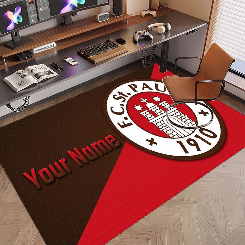 Custom Rug FC St. Pauli Pattern Print Name Text Soft Non‑Slip Floor Carpet for Home Indoor Decoration