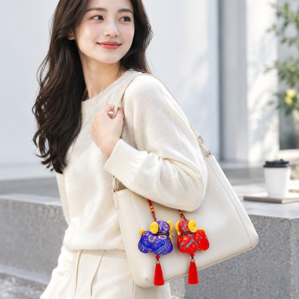 Polyester Fiber Sheep Plush Doll Chinese Style Bag Charm Festive Vibe Key Pendant Gift
