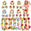 4 Pcs/Set Hawaiian Flower Leis Garland Necklace Wreath Petal Headband Bracelet Beach Party Decor Wedding Dressing Accessories