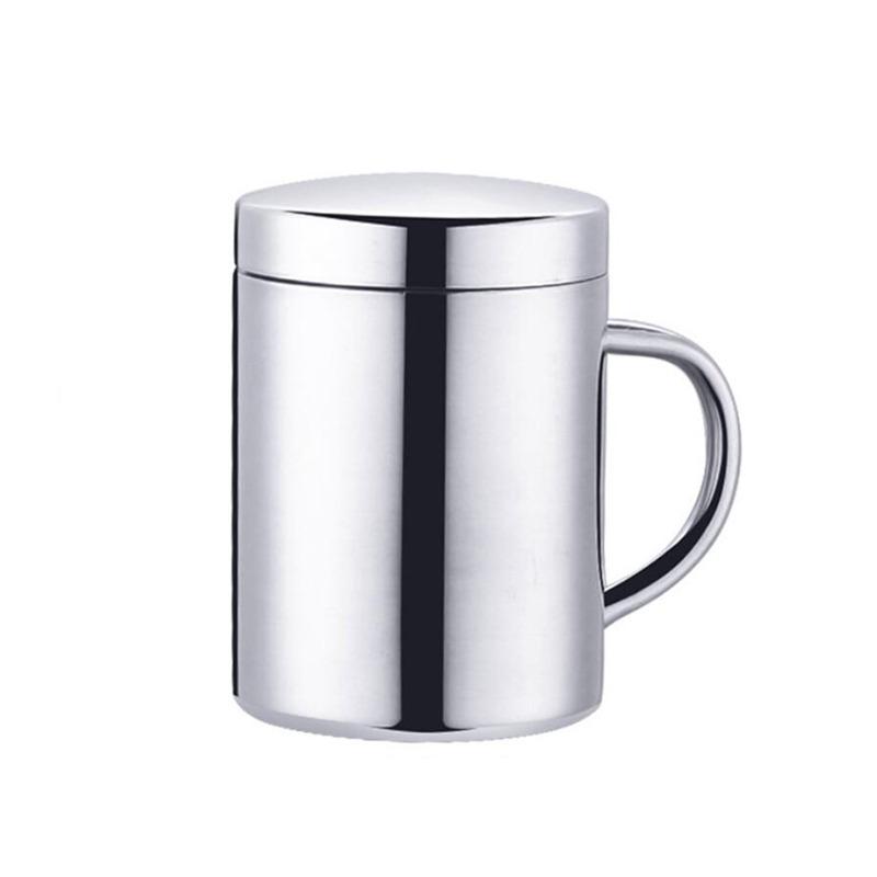 Double Wall Stainless Steel Coffee Mug with Lid Portable Cup Travel Tumbler Jug Milk Tea Cups Office Water Mugs
