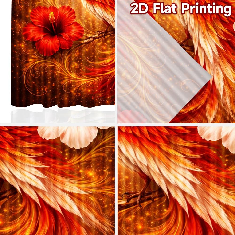2D flat printing 2pcs Curtain Drapes Phoenix with Hibiscus Flowers Digital Printed Polyester Drapes Family Party Perfect for All