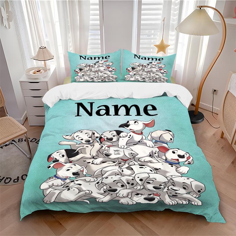 Custom Dalmatian Pile Bedding 3 Piece Set HD Print Duvet Cover Pillowcases for Teens Adult Bedroom Decoration