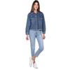 Blue White Women's Jean Jacket with Pockets