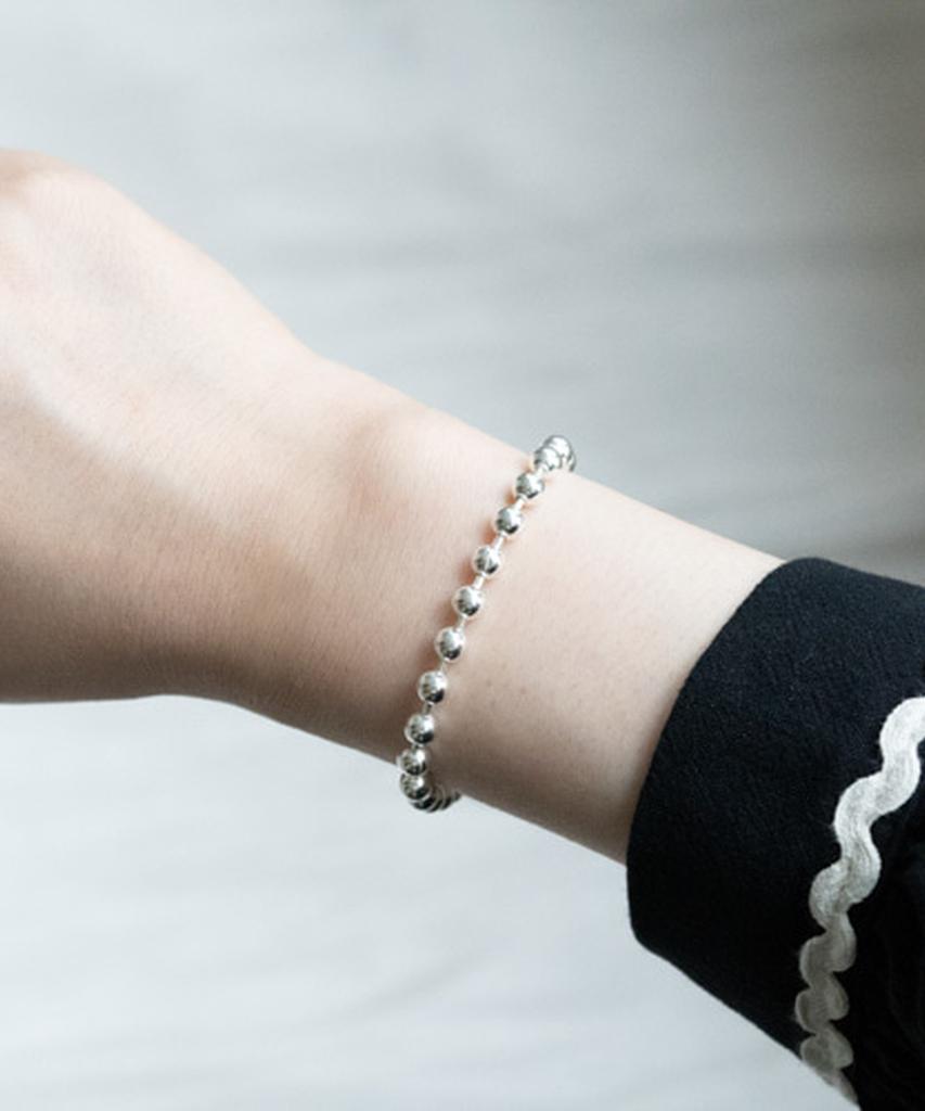 Alleun Серебро 925 Шариковая Цепь Длинный Массивный Браслет (Тип А)